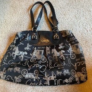 Coach Horse and Carriage Black and Grey Purse